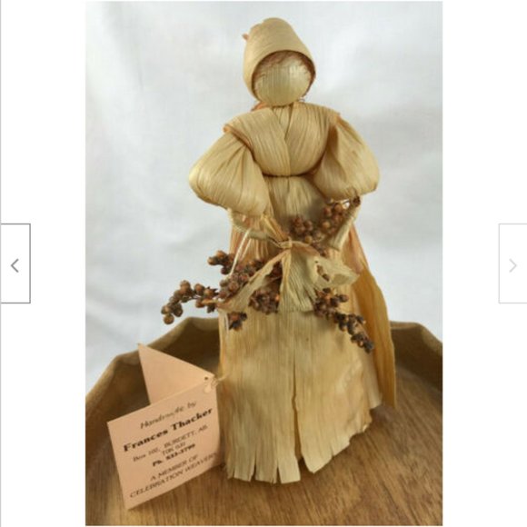 Corn Husk Doll Vintage Prairie Woman 7" Hand Made Folk Art - Picture 2 of 5